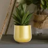 Planters Gold Planter Gold Planter Round Metallic Flower Plant Pot Garden Potted Planter med dräneringshål för inomhus eller utomhusguld