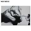 NUOMEGE Zwart-wit Boxer Foto Canvas Schilderijen Print Muur Foto Creatieve Decoratieve Schilderkunst Home Decor Poster Art X072254p