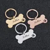 Personlig Pet Dog ID Tag Keychain Graverad namn för kattvalp Krage Pendant Keyring Bone Accessories Tag ID209L