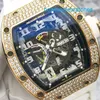 Bellissimi orologi da polso Orologio da polso unisex Orologio RM RM030 Oro rosa 18 carati con retro in diamanti 40,7 * 49,5 mm