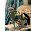 Roupas primavera esfinge gato roupas exército verde animal de estimação hoodies para sphynx camisa macia quente gatinho macacão devon rex outono kitty outfit