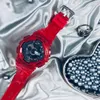 2024 Luxo transparente vermelho masculino e feminino relógio LED iluminação à prova de choque magnético à prova d'água relógio de precisão cronômetro World Time Designers caixa de cinto de alta qualidade