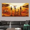 Donne africane Tramonto Tela Pittura Paesaggio astratto Poster e stampe Immagini a parete per soggiorno Decorazione corridoio domestico289u