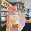 latest design 3D cute cartoon pvc Doodle face animals duck bunny pig bear keychain keyring lanyard bag pendant animal keychain 2024