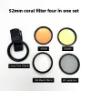 Parçalar 52mm 4 In 1 Set Akvaryum Lens Balık tankı telefon sarı filtresi Sarı Işık Mercan Resif Akvaryum Fotoğrafçılığı İPhone için