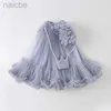 Sukienki dla dziewczynki Dave Bella Grey Blue Princess Sukienka imprezowa sukienki kwiatowe Śliczna sukienka dla dzieci LDD240313