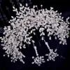 Lustro Lussuoso Cristalli Scintillanti Copricapo da Sposa Fascia Argento Strass Donne Orecchini a Fascia per Matrimonio Spose Set di Gioielli Accessori per Capelli da Donna