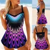 Swim wear verão praia moda feminina biquíni conjunto de duas peças com padrão pavão praia novo S-6XL natação esportes aquáticos 240311