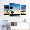 4 pçs / set sem moldura girafa africana silhueta impressão em tela arte de parede para casa e sala de estar decor2157