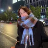 Halsdukar vinterstickad halsduk för kvinnor mångsidig fast färg svartvit rutig värme förtjockning