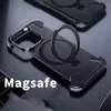 Coque de téléphone sans monture en alliage d'aluminium, support magnétique, pour Huawei iPhone 13 14 15 Pro Max Plus, coque d'objectif en métal givré, couverture arrière mate, chargement Magsafe sans fil