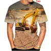 Herren T-Shirts Neues Sommer-T-Shirt Caterpillar Excavator Shirt Lustiges bedrucktes T-Shirt für Herrenbekleidung