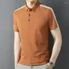 Chemises décontractées pour hommes T-shirt d'été à manches courtes Couleur unie Épissage de revers Mode Pull respirant