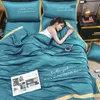 Comforters Set Summer Thin Air Conditioning Quilt Bed Sheet Case 4pc Set Machine Washable Ice Cooling Quilt Double-Sided Travel Filt YQ240313