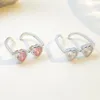 Cluster Rings Heart Zircon Glasses Ring For Women Creative Cute Bling Peach Love Open Adjustable Finger Party Jewelry W520