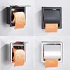 Toilet Paper Holders Matte Black Toilet Paper Holder Stainless Steel Wall Mounted Chrome Bathroom Roll Tissue Paper Rack With Cover 240313