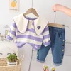 Zestawy odzieży wiosna jesień dziewczynki ubrania ubrania dziecięce mody T-shirt spodni 2PCS/SETS