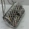 CF Vintage Fashion Women Axel Bag 30C Shiny Leather Diamond Plaid Gold Silver Hardware Metal Buckle Luxury Handbag Matelasse Chain Crossbody Bag Underarm Purse