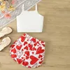 Set di abbigliamento Wankitoi Ragazza per bambini Completi per San Valentino Top senza maniche a cuore Pantaloncini d'amore 2 pezzi Vestiti estivi per ragazze