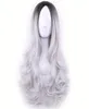 طويلة رخيصة cospaly wig harajuku lolita wig black Ombre Gray Body Wave Mix Hainthetic Hair Mix Color for Women Cynthetic Wig854610