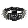 2 inch Wide Genuine Leather Studded Dog Collars for Medium Large X-Large Pitbull Dogs with Cool Spikes273C