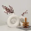 Vasos Estilo Nórdico Vaso de Cerâmica Decoração de Casa Vaso de Flores Forma Redonda Acessórios de Decoração de Casa Decoração de Casamento Arte Criativa Donuts