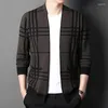 Suéteres masculinos de alta qualidade outono inverno designer negócios casual malhas moda listra bordado manga longa cardigan camisola topos