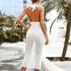 Ropa de baño Vestido de playa para mujer Traje de verano para mujer cubierto Nuevo Color sólido Bikini de punto sexy con recortes de poliéster Traje de baño para mujer 2024 deportes acuáticos 240311