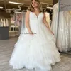 Gatsby plus size country bröllopsklänningar elegant en linje tyll ruffles boho strand brud klänningar rygglös senaste spaghettirem mantel de mariee 2024 vestidos de novia