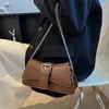 Solidny kolor kobiecy łańcuchowa torba na ramię Mała skórzana torebka i portfel Vintage luksusowa marka Lady Flap Crossbody Sling 240228