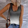 Kvinnors tankar Sexig Gradient Fit Slim Vest Low Collar -knapp ner ärmlösa topptank modeblusar