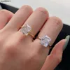 Sterling zilveren luxe sieraden ringen sneeuwvlok Zirkonia ontwerper ring voor vrouw prinses vierkante bruiloft verlovingsring diamanten ring met geschenkdoos maat