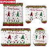 Tende Babbo Natale Nano Stampa Tende da doccia Buon Natale Set da bagno Festival Decor Copriwater Tappeti antiscivolo Tappetini da bagno