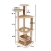 Scratchers Multilevel Cat Tree Tower House ، شقة الأثاث القاسية ، وظائف الخدش ، سلة ، ألعاب معلقة للقطط الداخلية ، 5Layer