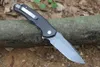 M7723 flipper kniv 440C svart stentvätt Drop Point Blad trä med stålplåthandtag Bollbärande utomhuscamping Vandring Fiske EDC Pocket Knives
