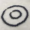 Anhänger ELEISPL JEWELRY ONE SET Schwarze Zuchtperlen Halskette und Armband Handarbeit Magnetverschluss #498-6