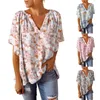 Camicette da donna Top moda e tempo libero da donna Camicie eleganti casual in chiffon con maniche lunghe con risvolto floreale Camicie larghe con scollo a V Camicia di jeans oversize