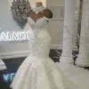 Designer New Dubai Arabic Mermaid Dresses Plus Size Beading Crystals Court Train Wedding Dress Bridal Gowns