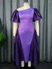 Casual Dresses Purple Long Dress A Line Off Shoulder Short Puff Sleeve Color Block Evening Cocktail Party Gowns Women 2024 Occasion