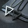 Autre Vintage Fashion Men Black Triangle Collier pour hommes Chaîne en acier inoxydable pour hommes Pendentif géométrique Punk Party JewelryL242313