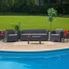 Camp Furniture Patio Rattan Sofa Garden With Waterproof Cushions