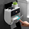 Toilet Paper Holders 1pc Toilet Roll Paper Holder Double Layer Large Capacity Storage Box Wall Mounted Waterproof Tissue Box Bathroom Accessories 240313