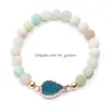 Charm Armband 8 5mm Matte Nature Stone Durzy Waterdrop Armband för kvinnor Green Blue Fashion Jewelry Wholesale Drop Delivery Dhold