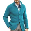 メンズセーター春秋の男性コート冬の襟付き首輪長い袖のソリッドカラー暖かいカーディガンジャケットニットアウトウェア