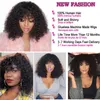 Short Curly Pixie Cut Bob Human Hair Wig with Bangs Full Machine Wigs for Black Women Remy PrePlucked with Baby Hair Jerry Curl