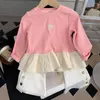 Clothing Sets Kids Girls Clothes Cute Love Heart Ruffles Blouse Tops Flare Pants 2Pcs Spring Long Sleeve Shirt Children Suit