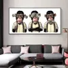 Pintura em tela três macacos gorila com dinheiro cartazes e impressões imagens de animais quadros abstratos arte de parede para sala de estar mode215u