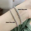 2mm 3mm Tennis Bracelet for Women Men 100% 925 Sterling Silver Original Certified Plated 18K White Gold Bracelets 240220