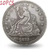 10st oss mynt 1873 Kopieringsmynt Sittande Liberty Trade Antique Art Collectible2690