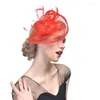 Headpieces Fashion Mesh Fascinators Hat Women Wedding Cocktail Tea Party Solid Flower Feather Fascinator Headwear Hair Clip